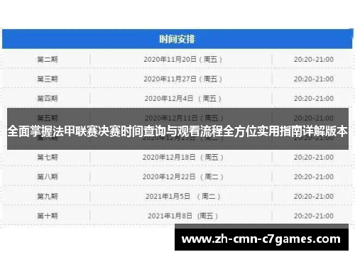 全面掌握法甲联赛决赛时间查询与观看流程全方位实用指南详解版本
